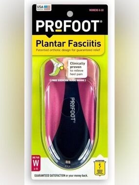 Plantar Fasciitis Orthotic Insoles - Pink/Black W6-10